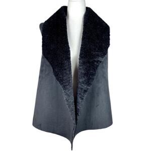 Chelsea & Theodore Faux Suede & Fur Vest Sz M